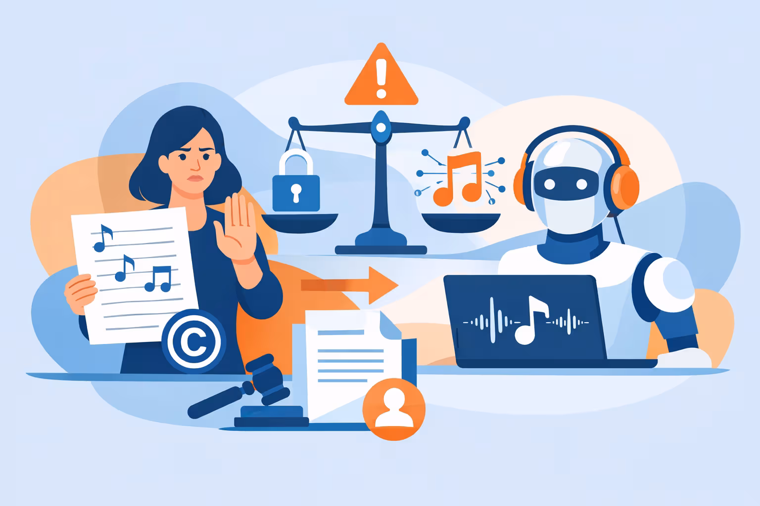 Urheberrecht für Teil-KI-Texte im KI-Song