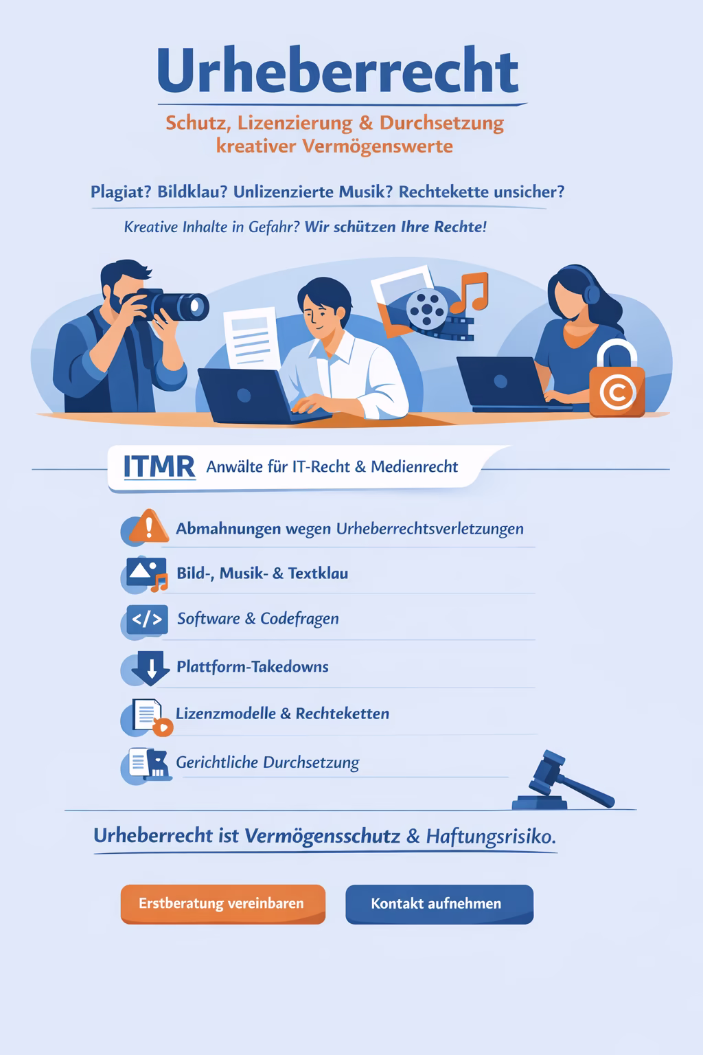 Urheberecht Fachanwalt Vertretung Abmahnung